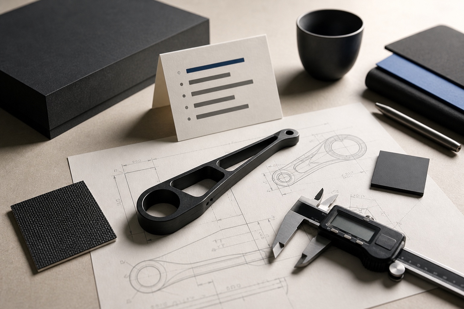 Custom component, technical drawing, measurement tool, and milestone reference