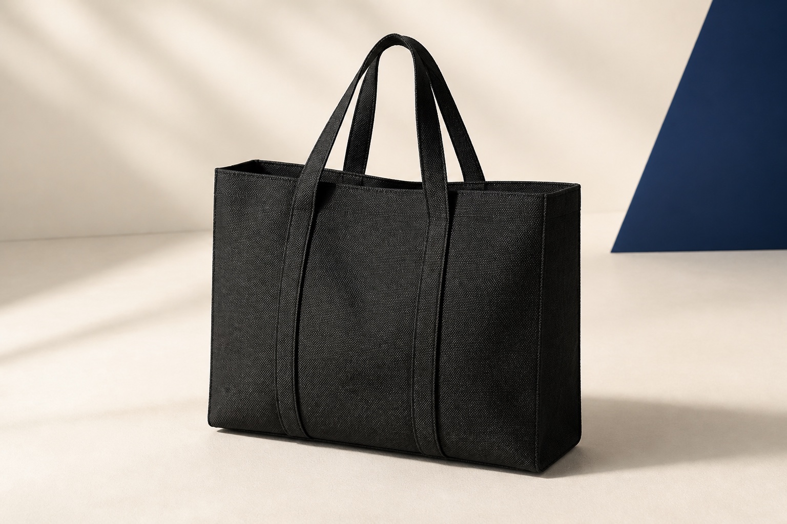 Unbranded black recycled-textile tote bag